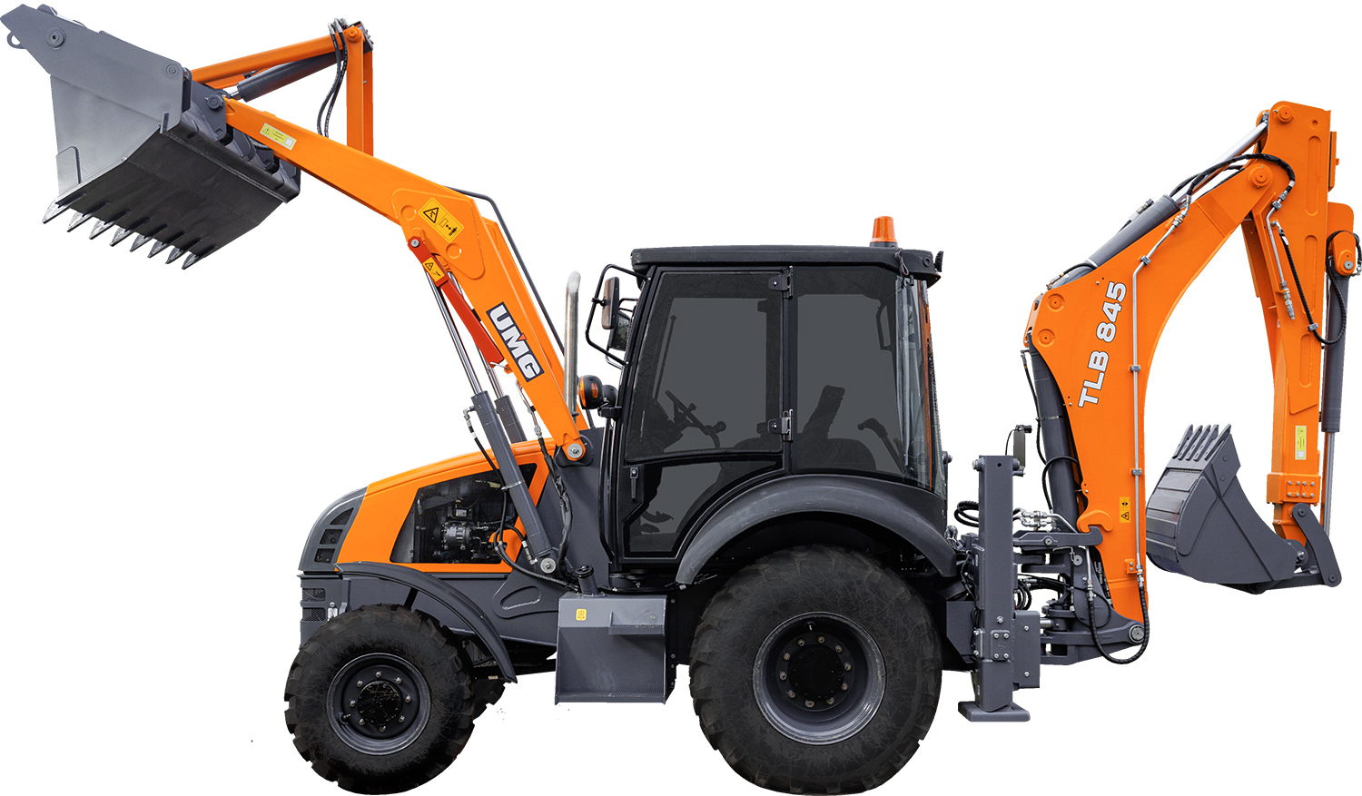 Экскаватор-погрузчик TLB845: разновеликие колеса